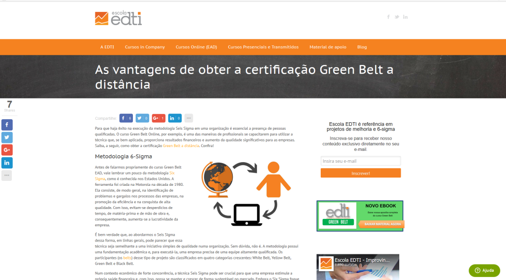 Escola EDTI used split testing to test colors in a sidebar optin