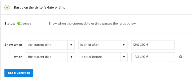 OptinMonster Date / Time Rule