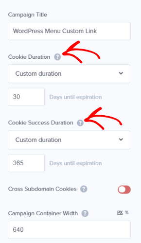 optin cookie settings