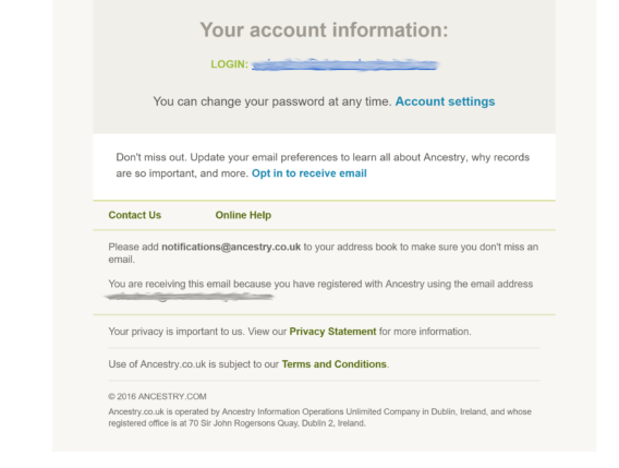 welcome email examples - ancestry