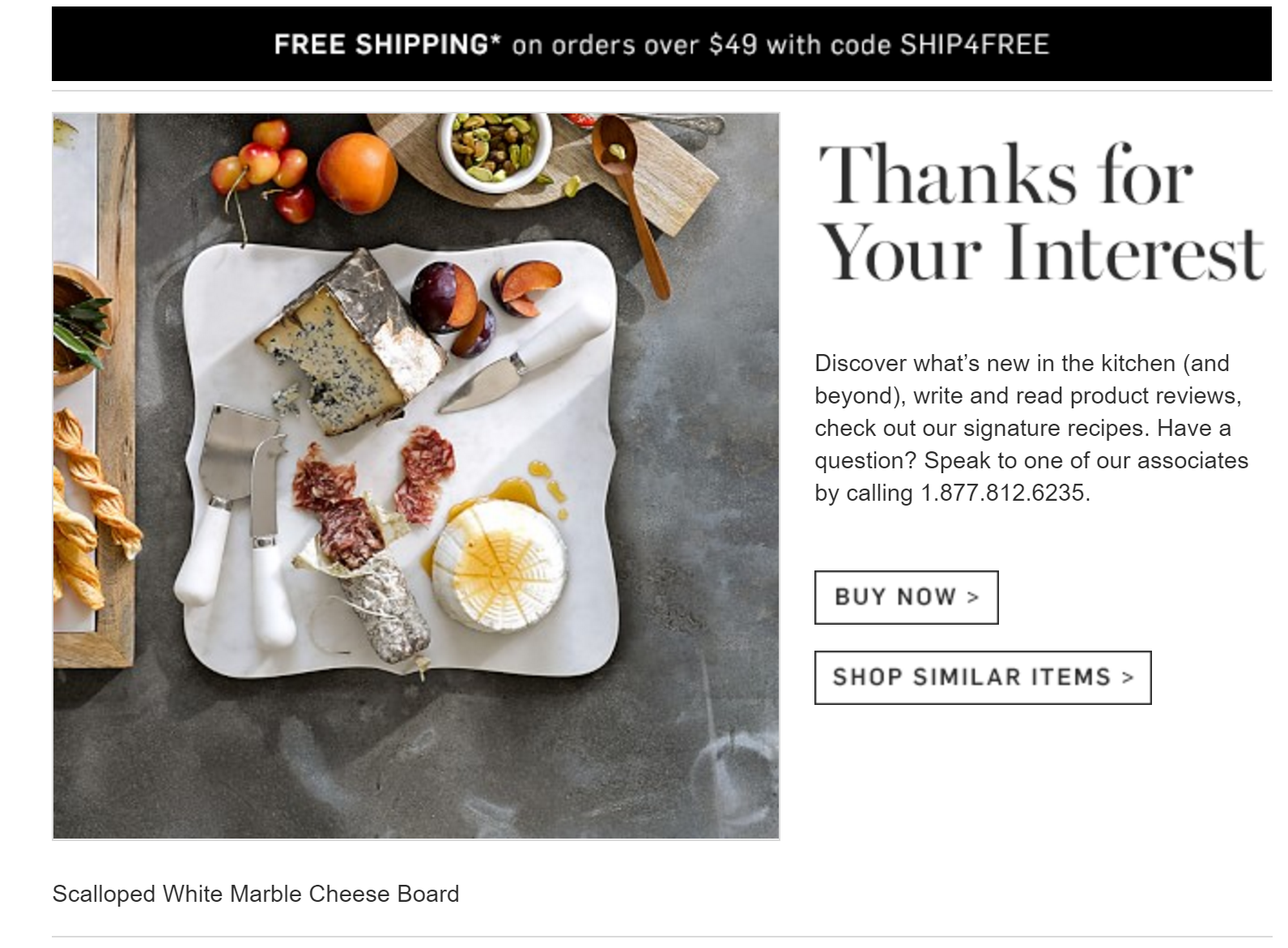 williams sonoma retargeting email