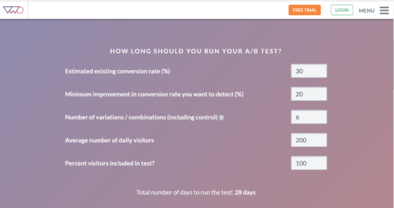 split testing duration calculator