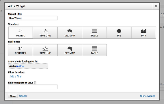 add google analytics dashboard widget