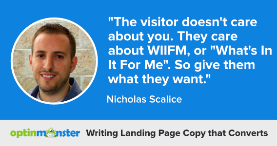 nicholas scalice writing landing page copy