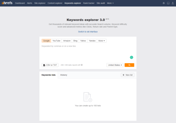 ahrefs keyword explorer