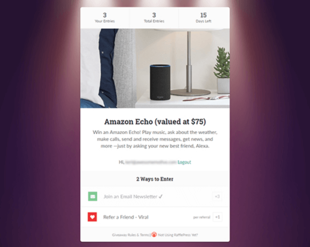 rafflepress giveaway countdown