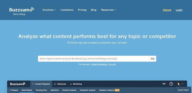 tools for curating content - buzzsumo