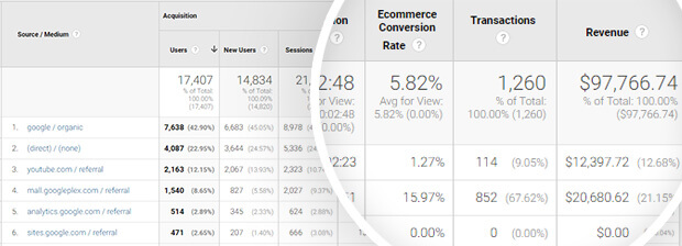 ecommerce conversions by traffic source