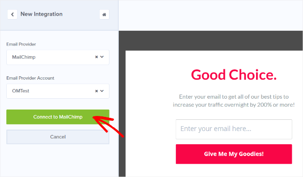 connect to mailchimp