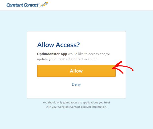 allow constant contact access