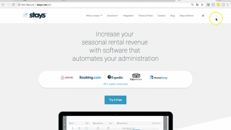 Stays.net increased free trials using MonsterLinks throughout their website.