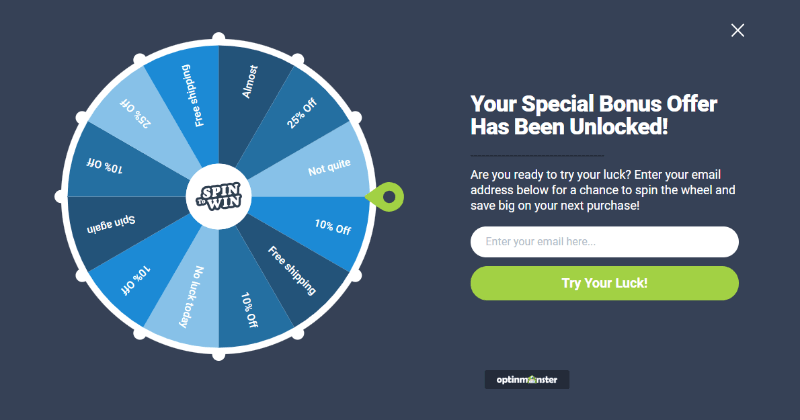 spin to win wheel template for gamified optin campaign