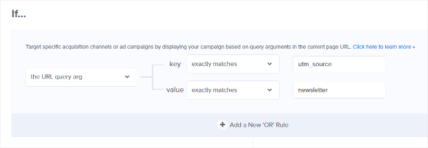 display rules url query arg