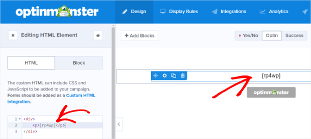 paste shortcode into HTML block