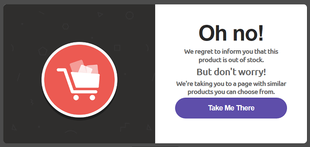 how to tell a customer an item is out of stock - redirection