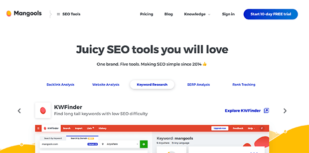 mangools keyword research tool for seo