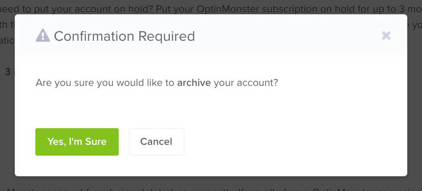 Confirm Archive Subscription 