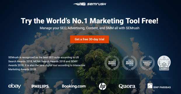 SEMrush keyword research tool