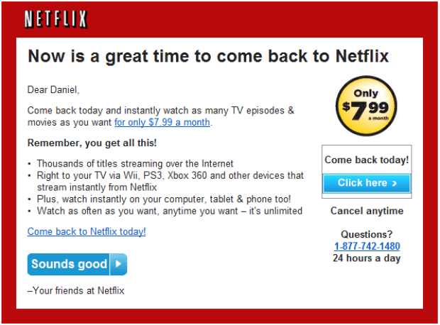 netflix re-engagement email