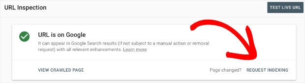 Click Request Indexing in google search console