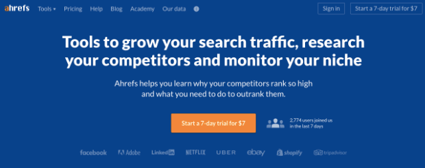 ahrefs homepage