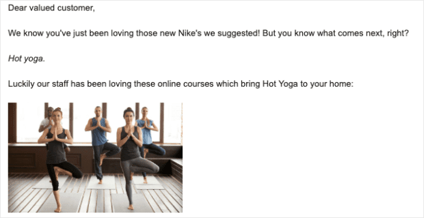 hot yoga email off topic example