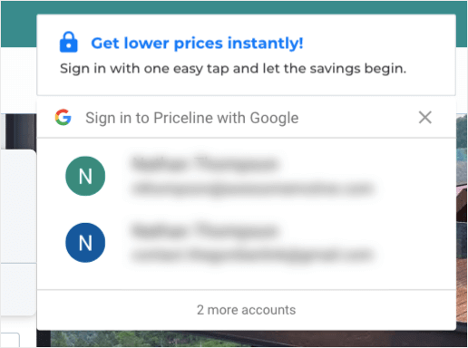 Get Lower Price popup - priceline