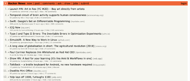 Hacker News Homepage