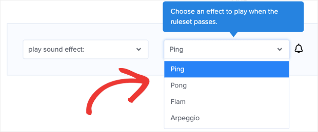 Choose the sound effect you want for your popup campaign