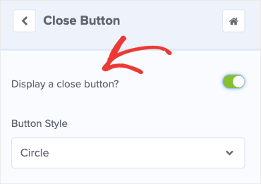 Display a close button