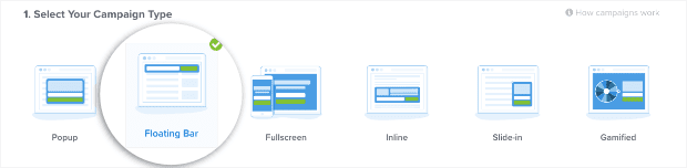 Floating bar optinmonster campaign