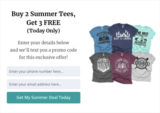 SMS Popup summer deal