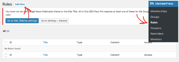 Rules for MemberPress