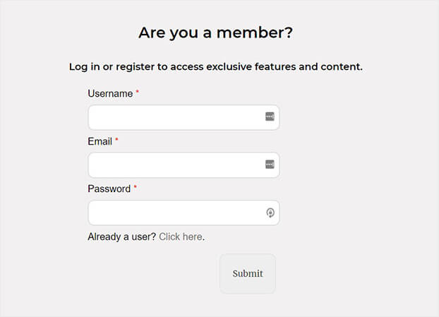 WordPress Popup Registration