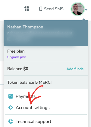 Account Settings in SendPulse dashboard