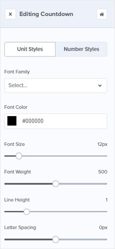 Countdown Timer editing tools