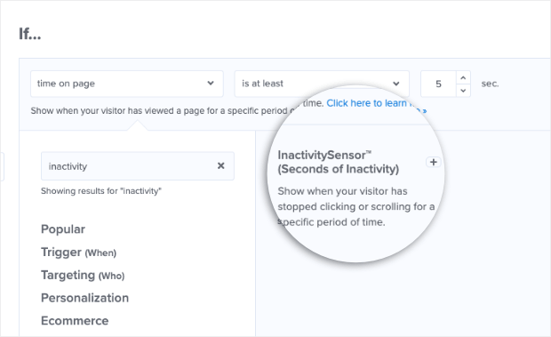 InactivitySensor display rules