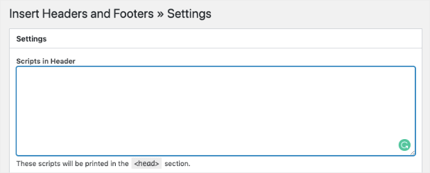 Insert Headers and Foots - Scripts in the Header