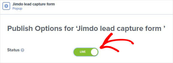 Jimdo popup publish