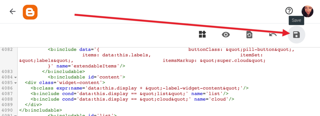 Save the changes to your Blogger template file.