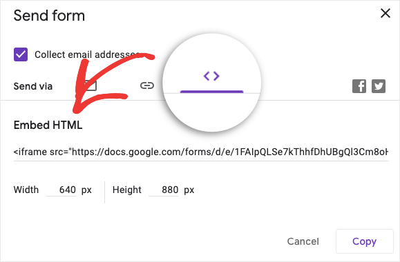 Embed HTML Google Form