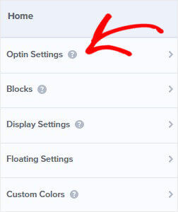 Click Optin Settings Floating Bar