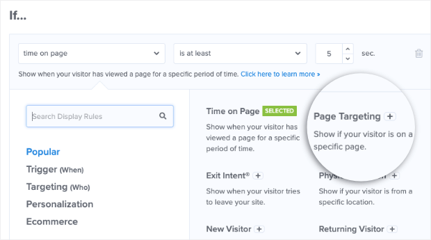 Page Targeting Rule for OM