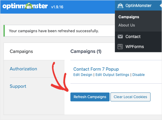 Refresh campaigns in OptinMonster