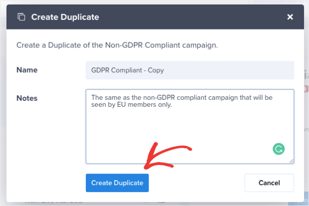 Create Duplicate