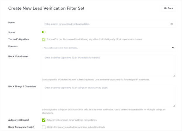 Lead Verification OptinMonster