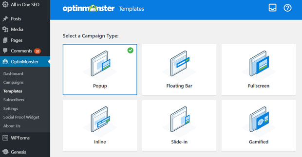 optinmonster campaign types