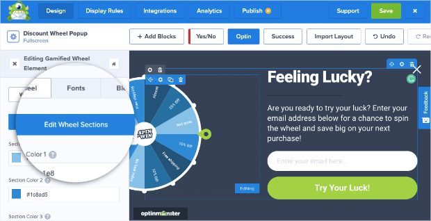 edit wheel selections button in the lefthand side