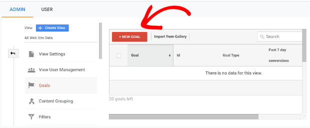 Add new goal in Google Analytics