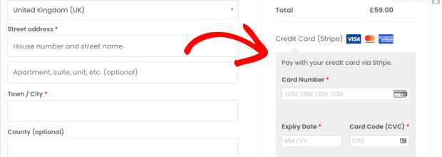 Pay with stripe on checkout page